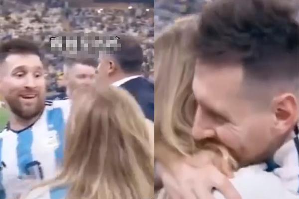 Clip Messi bật khóc ôm một phụ nữ khi nhận cúp, bất ngờ danh tính-1