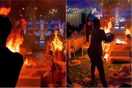 Trang trí đám cưới bằng cỏ lau, cô dâu chú rể suýt mất luôn ngày vui