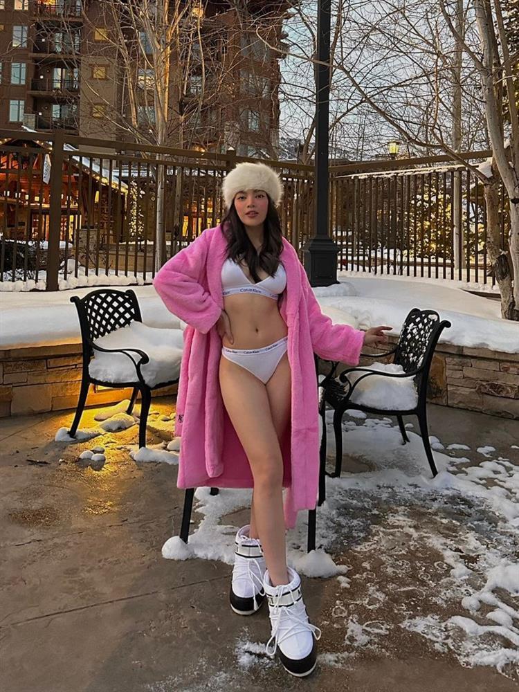 Hoa hậu Chuyển giới Trân Đài mặc nội y giữa trời tuyết gây tranh cãi-2
