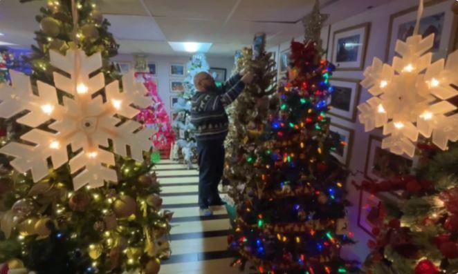 Cặp vợ chồng trang hoàng 133 cây thông Noel khắp nhà đón Giáng sinh-1