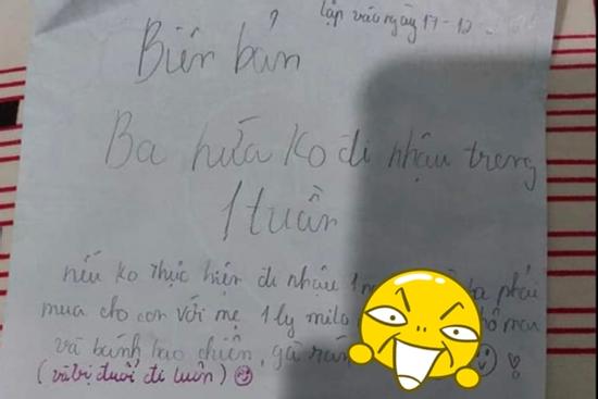 Con gái 'lập biên bản' bố, hình phạt khiến ai nấy bật cười