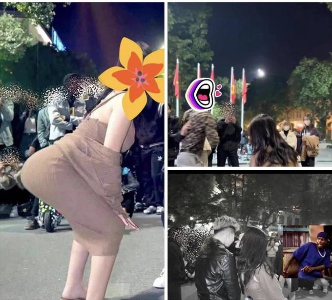 Nhóm bạn trẻ rủ nhau làm trò phản cảm ở phố đi bộ Hồ Gươm-1