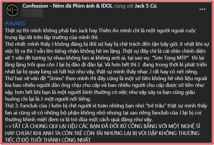 Kéo Sơn Tùng để đòi công bằng cho thần tượng, fan Jack bị mắng-1