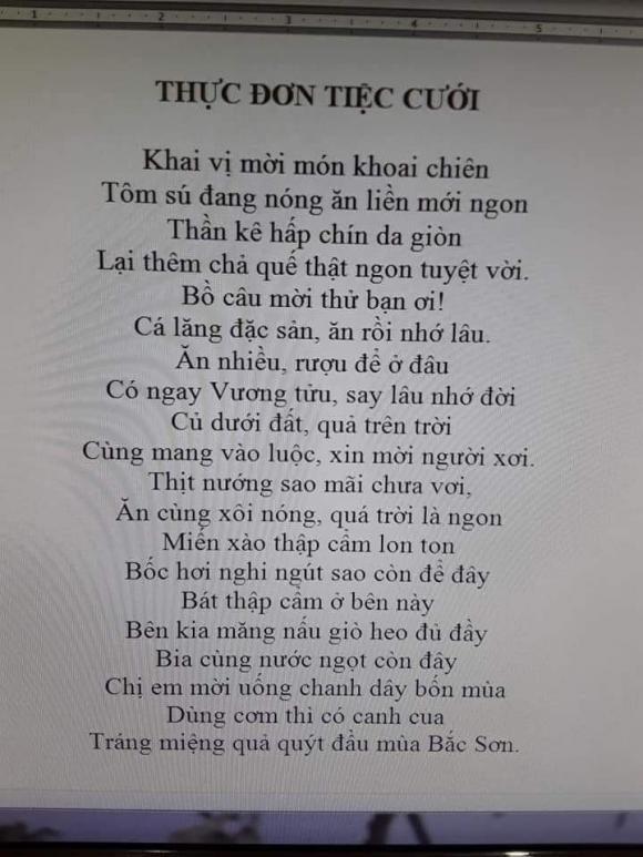 Độc lạ với cách đặt tên món ăn trong thực đơn tại một đám cưới-3