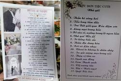 'Độc lạ' với cách đặt tên món ăn trong thực đơn tại một đám cưới
