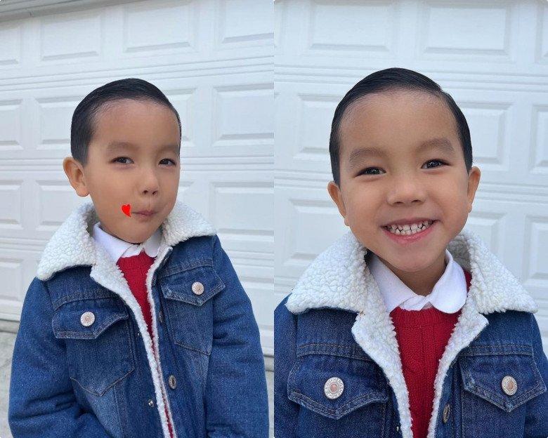 Phạm Hương cho quý tử mặc lại đồ cũ, phong cách hệt bố đại gia-1