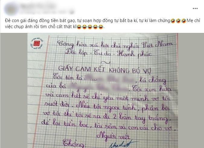 Sợ bố phản bội mẹ, bé gái bắt bố ký giấy cam kết không bỏ vợ-1