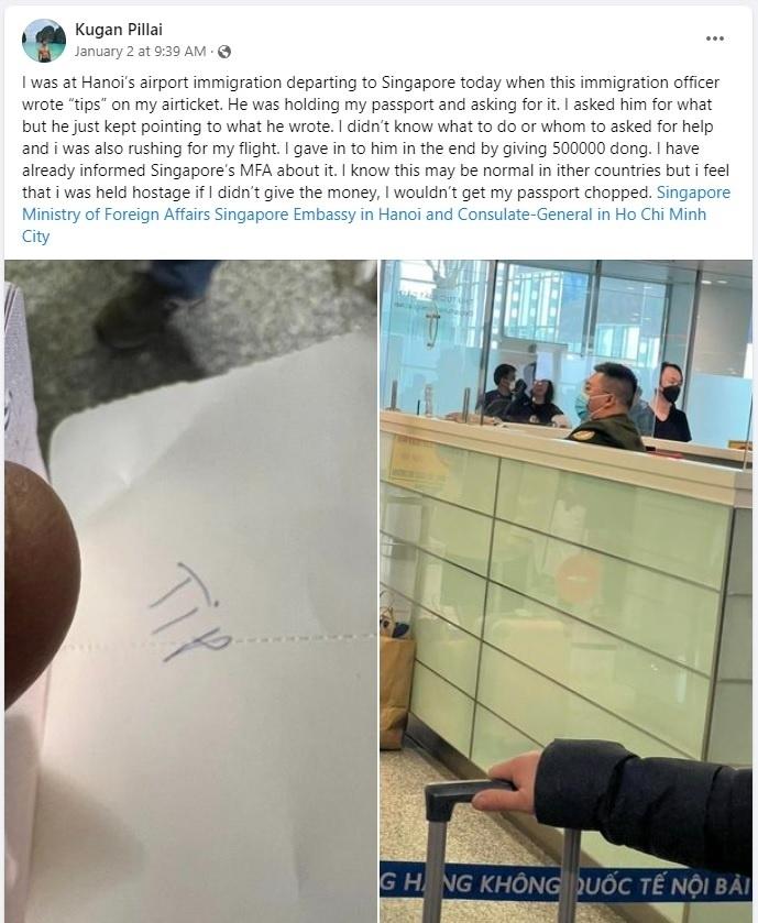 Xôn xao công an sân bay đòi tiền tip của du khách-1