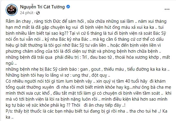 MC Cát Tường liệt kê loạt bệnh tật gây lo lắng-4