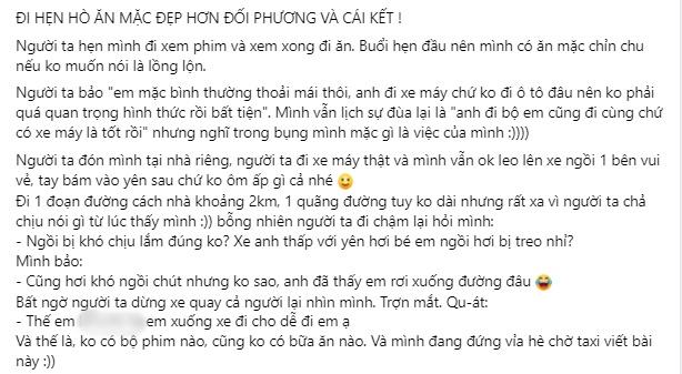 Lần đầu hẹn hò ăn mặc đẹp hơn đàng trai, cô gái bị ném giữa đường-1