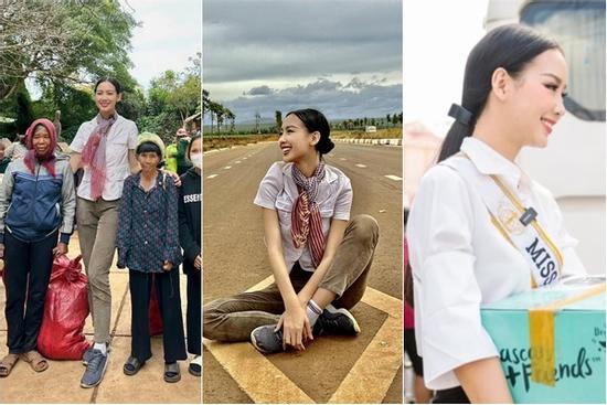 Hoa hậu Bảo Ngọc giản dị sau khi bị chê makeup lố đi từ thiện