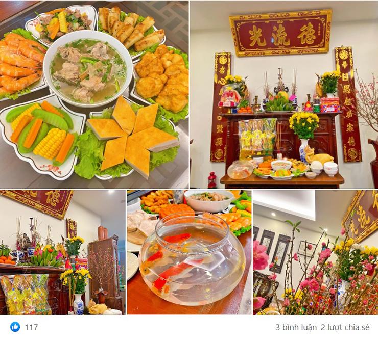 Chị em khoe mâm cúng Rằm tháng Chạp khiến dân mạng trầm trồ-4