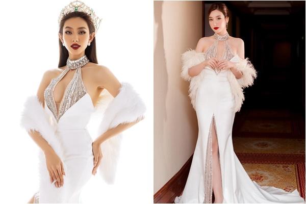 Thùy Tiên đụng hàng áo dài trễ vai siêu gợi cảm của Đỗ Mỹ Linh-8