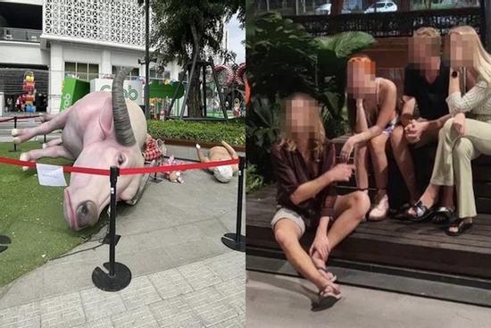 Du khách người Anh phá tác phẩm điêu khắc ở Thái Lan