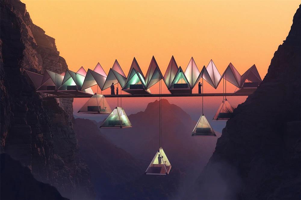 Khu nghỉ dưỡng lều siêu sang treo giữa 2 vách núi cao trăm mét-2