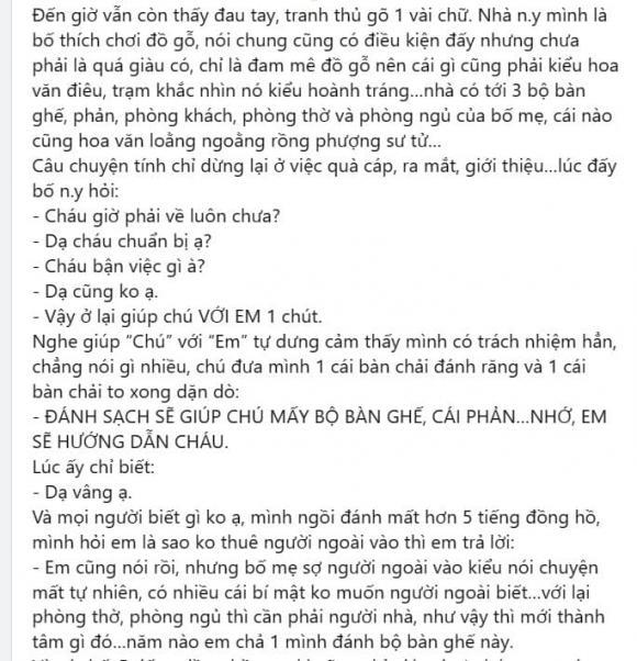 Đến nhà bạn gái, thanh niên mệt lả vì cọ rửa bàn ghế rồng phượng-1