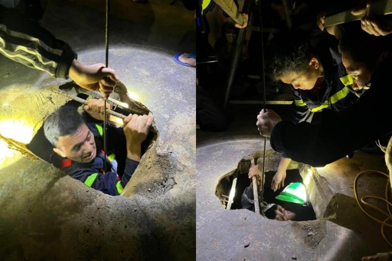 Clip: Nghẹt thở cứu 2 cha con rơi xuống giếng sâu hơn 20m-2