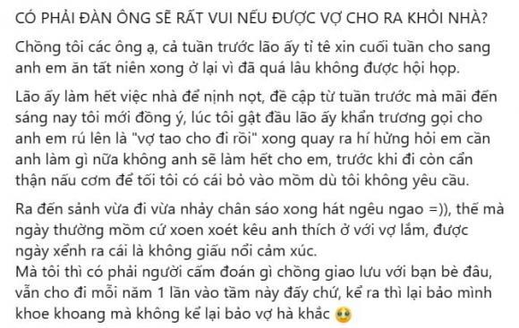 Chồng nhảy múa khi được vợ cho ra khỏi nhà mỗi năm 1 lần-1