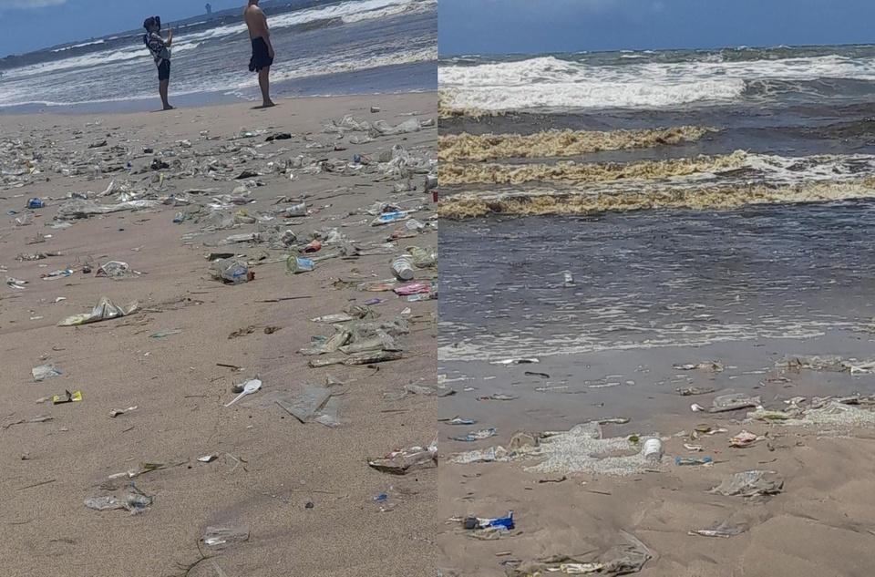 Du khách ngán ngẩm với bãi biển đầy rác ở Bali-1