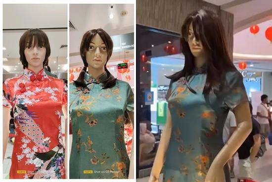 Ma-nơ-canh đón Tết ở Malaysia khiến khách không dám lại gần