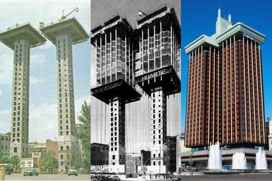 Kỳ lạ tòa tháp đôi xây từ trên xuống, như một phích điện khổng lồ