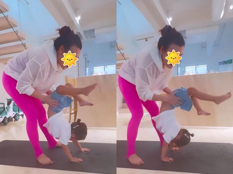 Ái nữ 2 tuổi của Hồ Ngọc Hà tập yoga, ai nấy trầm trồ vỗ tay-2
