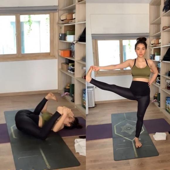 Bầu 6 tháng, Phương Trinh Jolie tự tin thực hiện động tác yoga khó-6