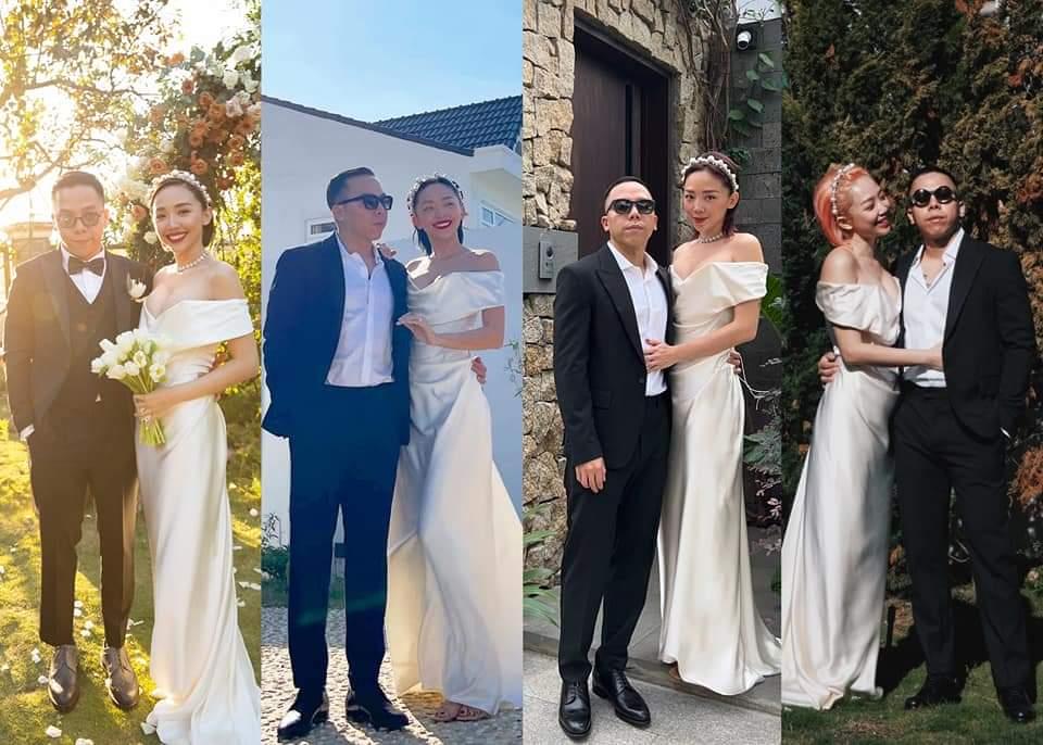 Váy cưới của Tóc Tiên: Váy cổ thuyền cơ bản cho cô dâu vai nhỏ
