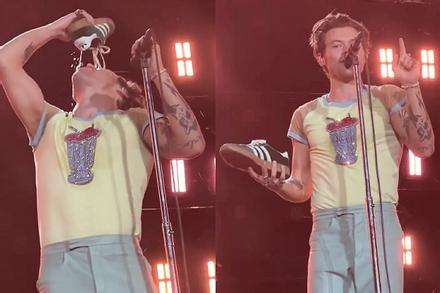 Harry Styles uống nước từ giày trong concert ở Australia