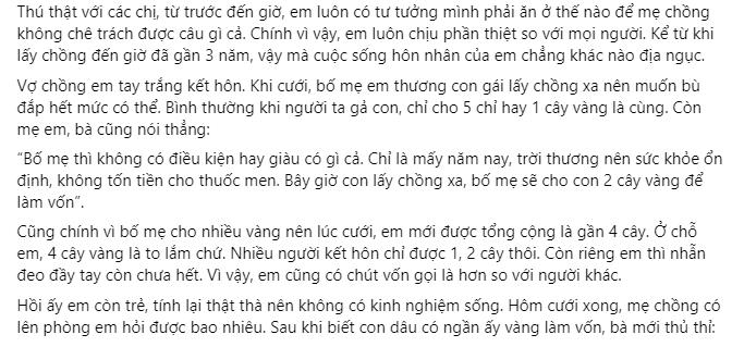 Đưa 4 cây vàng cho mẹ chồng giữ, giờ xin lại bà đáp câu vô tâm-1