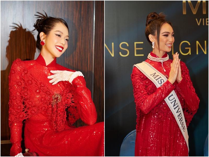 Miss Universe 2022 mặc áo dài đụng hàng Hoa hậu Thanh Thủy, Thùy Tiên-9