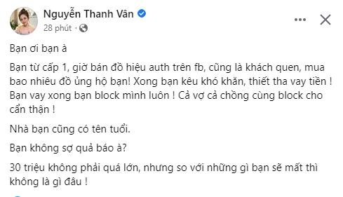 Vân Hugo bức xúc khi bị bạn giàu quỵt tiền-2