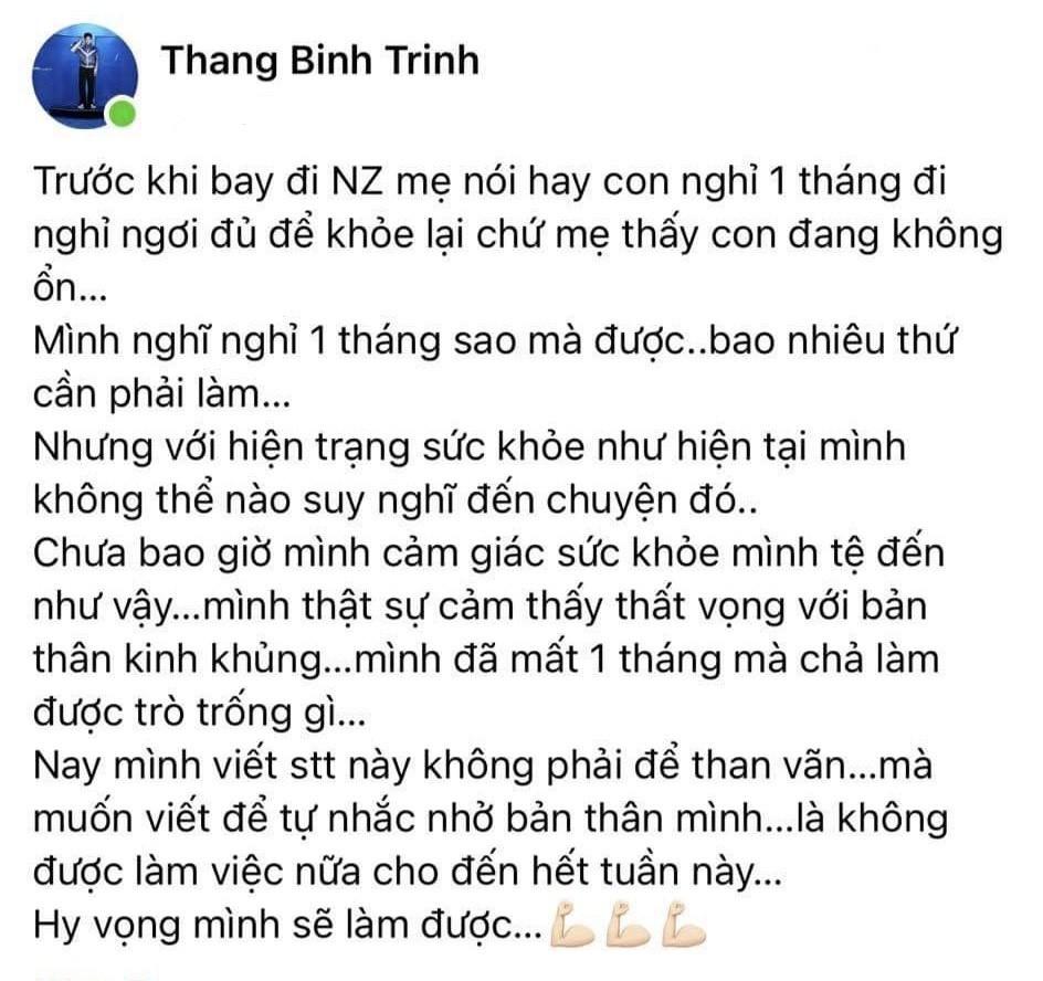 Sức khỏe Trịnh Thăng Bình xuống dốc, phải dừng lịch trình để nghỉ ngơi-1