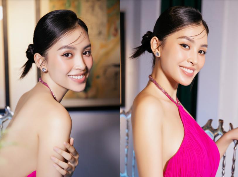 Hoa hậu Tiểu Vy vai trần quyến rũ với váy cổ yếm-5