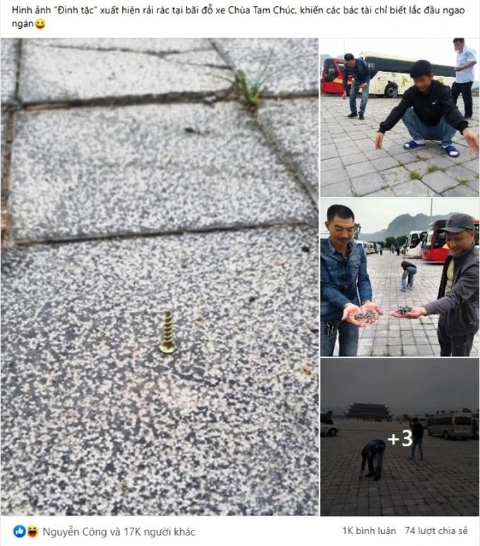 Xác minh thông tin bãi xe khu du lịch Tam Chúc rải đầy đinh-1