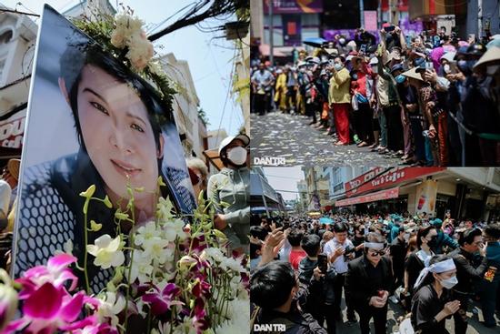 Hàng nghìn người nối đuôi theo xe tang nghệ sĩ Vũ Linh