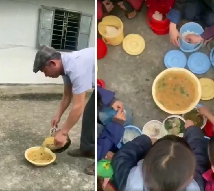Xôn xao clip để thức ăn dưới đất cho học sinh ăn giữa sân trường-1