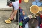 Xôn xao clip để thức ăn dưới đất cho học sinh ăn giữa sân trường