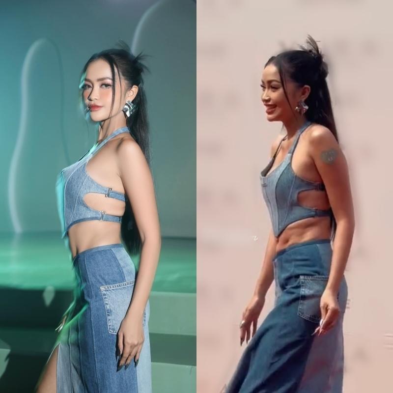 Ngọc Châu giấu kín eo sau khi lộ ảnh cam thường kém săn chắc-6