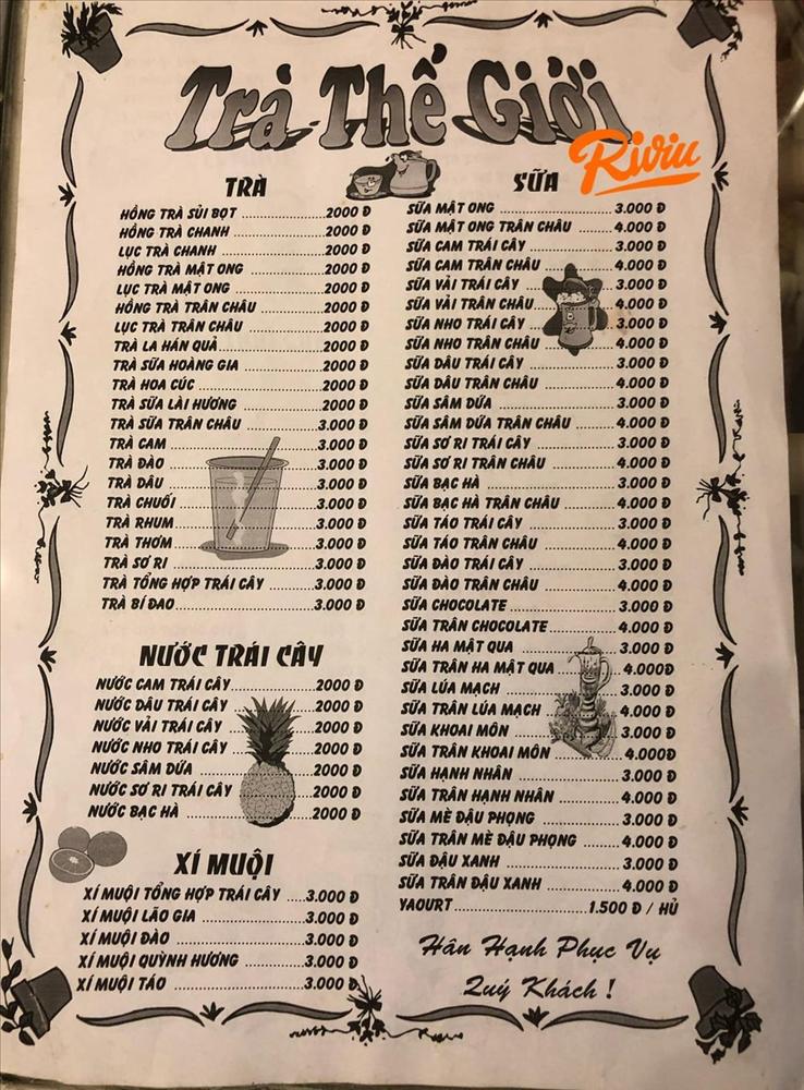 Ngắm lại chiếc menu trà sữa 20 năm trước, giật mình giá rẻ bất ngờ-1