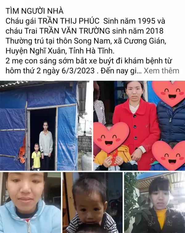 Chở con đi khám bệnh, 2 mẹ con mất tích bí ẩn gần 10 ngày-1