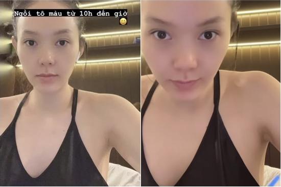 Minh Hằng khoe mặt mộc khi mang thai đôi 4 tháng