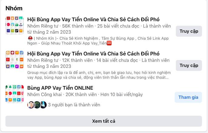 Xuất hiện nhiều hội nhóm chia sẻ cách bùng dịch vụ vay nợ online-1