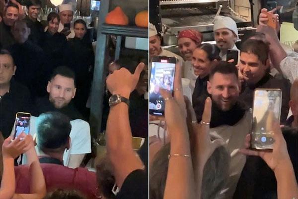 Phản ứng Messi khi bị hàng nghìn CĐV quây kín lúc ăn tối-1