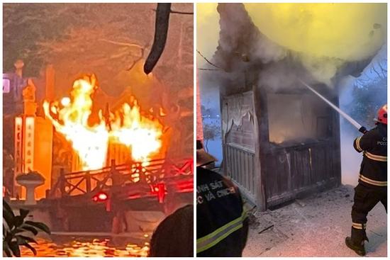 Hà Nội: Cháy bốt bán vé vào cầu Thê Húc