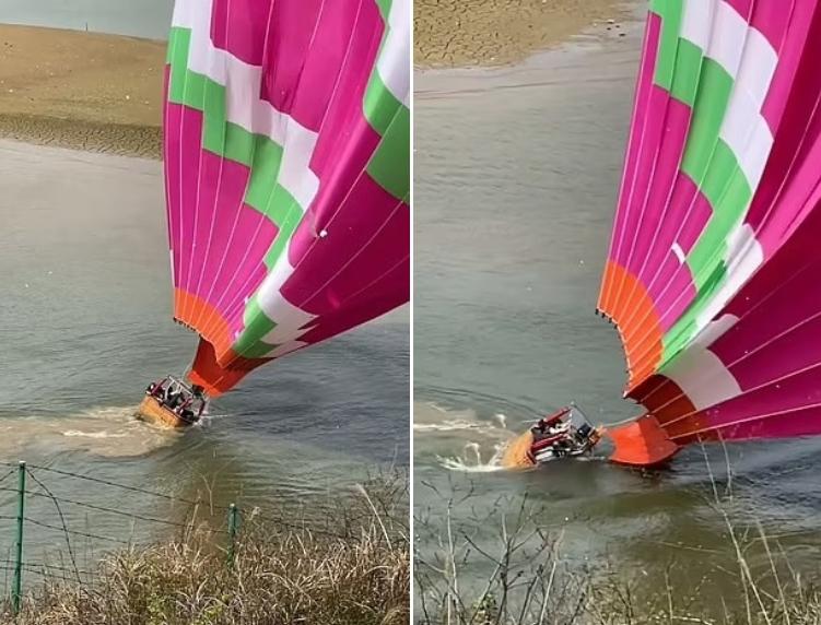 Hãi hùng khinh khí cầu rơi xuống hồ nước, du khách la hét hoảng loạn-2