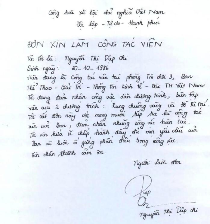 Lá đơn viết tay của MC Diệp Chi VTV gây sốt-2