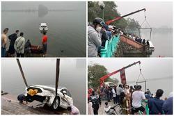 Nhầm chân ga, người phụ nữ lao thẳng ô tô xuống hồ Tây