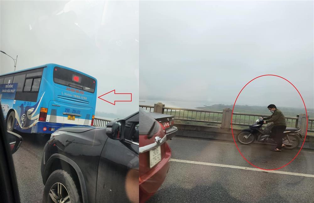 Bố đưa con gái đi học bị hỏng xe, mắc kẹt giữa cầu và cái kết ấm lòng-1