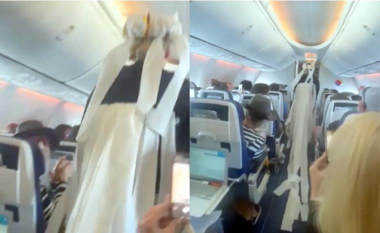 Cô dâu Mỹ gây xôn xao với váy cưới làm từ giấy vệ sinh-1